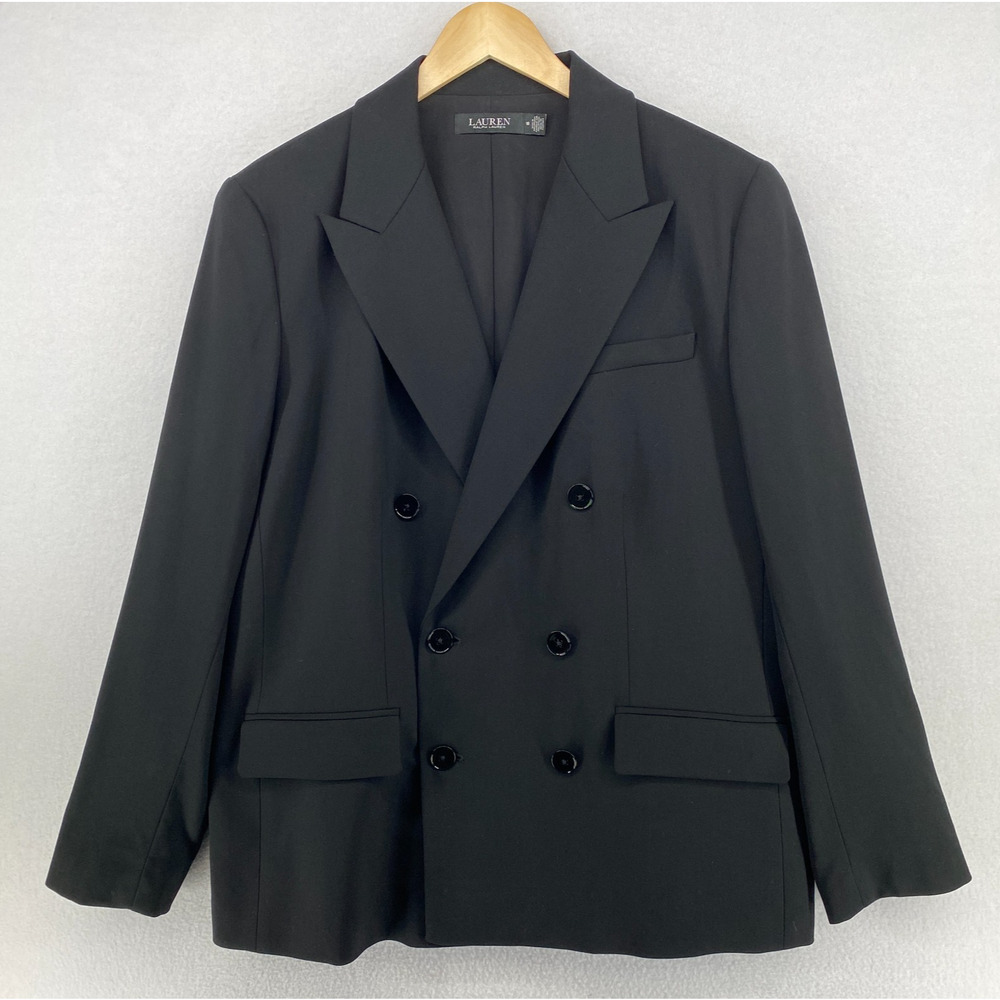 LAUREN RALPH LAUREN Blazer 18 Double Breasted Suit Coat Jacket Black